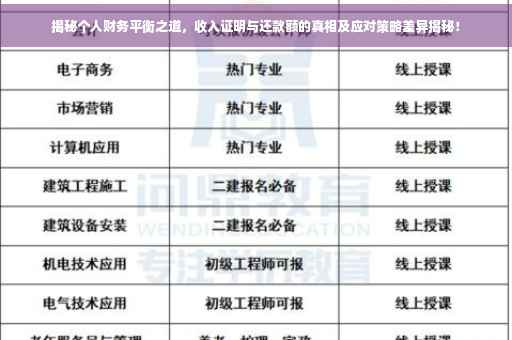 揭秘个人财务平衡之道，收入证明与还款额的真相及应对策略差异揭秘！