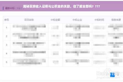 揭秘买房收入证明与公积金的关联，你了解全部吗？???