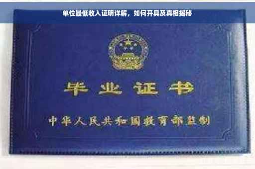 单位最低收入证明详解，如何开具及真相揭秘
