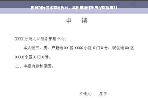 揭秘银行流水交易视频，真相与操作细节深度解析??