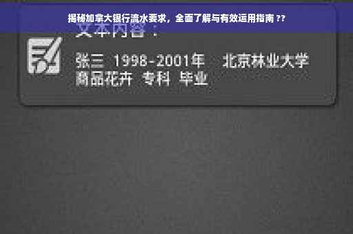 揭秘加拿大银行流水要求，全面了解与有效运用指南 ??