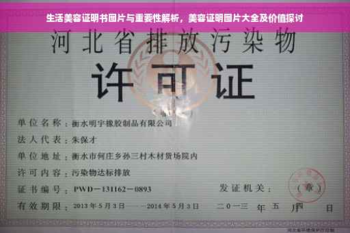 生活美容证明书图片与重要性解析，美容证明图片大全及价值探讨