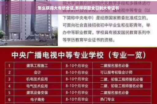 怎么获得大专毕业证,怎样获取全日制大专证书