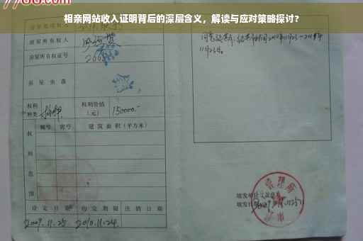 相亲网站收入证明背后的深层含义，解读与应对策略探讨?