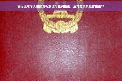 银行流水个人借款真相解读与查询指南，应对之策及操作指南??