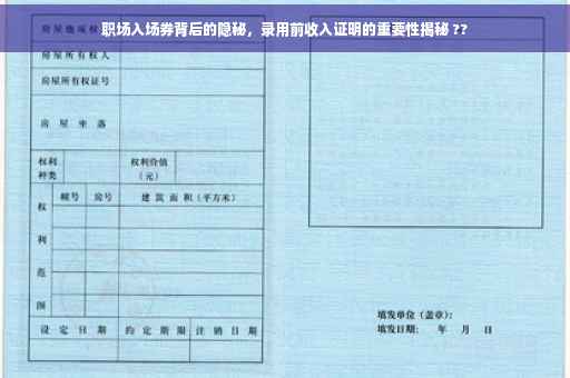 职场入场券背后的隐秘，录用前收入证明的重要性揭秘 ??