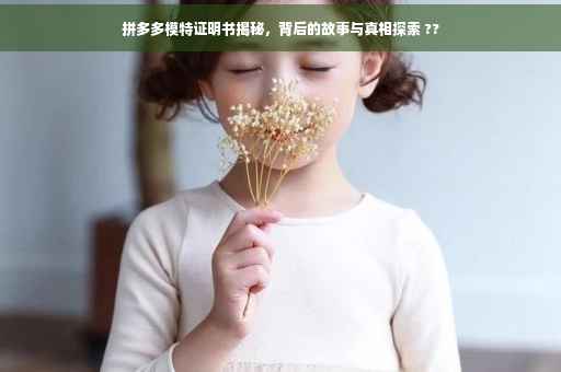 拼多多模特证明书揭秘，背后的故事与真相探索 ??