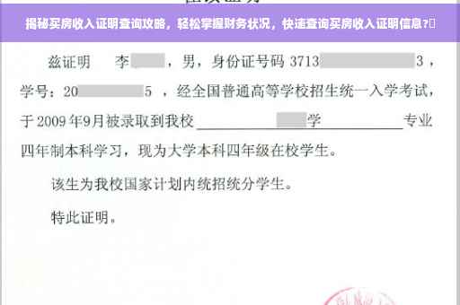 揭秘买房收入证明查询攻略，轻松掌握财务状况，快速查询买房收入证明信息?✨