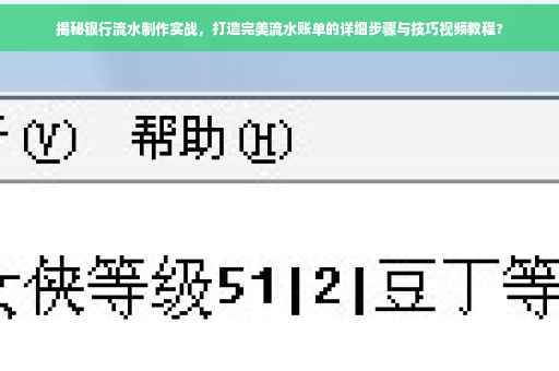 揭秘银行流水制作实战，打造完美流水账单的详细步骤与技巧视频教程?