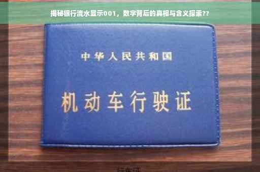 揭秘银行流水显示001，数字背后的真相与含义探索??