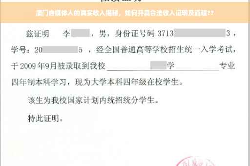 澳门自媒体人的真实收入揭秘，如何开具合法收入证明及流程??