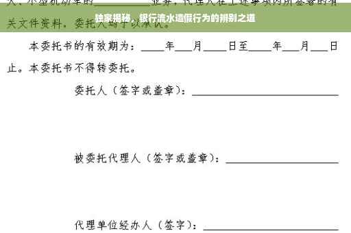 独家揭秘，银行流水造假行为的辨别之道