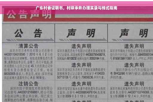广东村委证明书，村级事务办理实录与格式指南