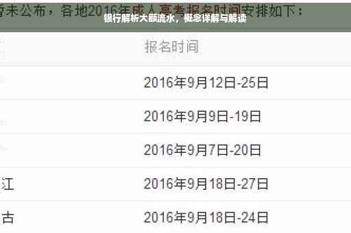 银行解析大额流水，概念详解与解读
