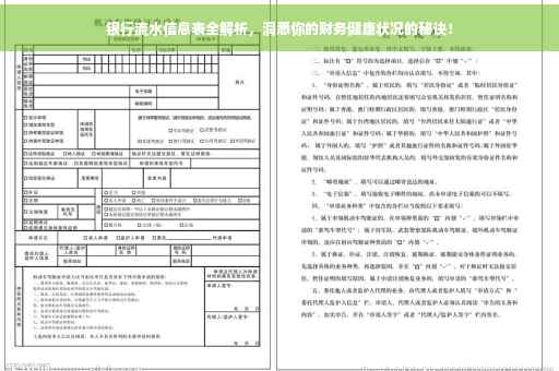 银行流水信息表全解析，洞悉你的财务健康状况的秘诀！