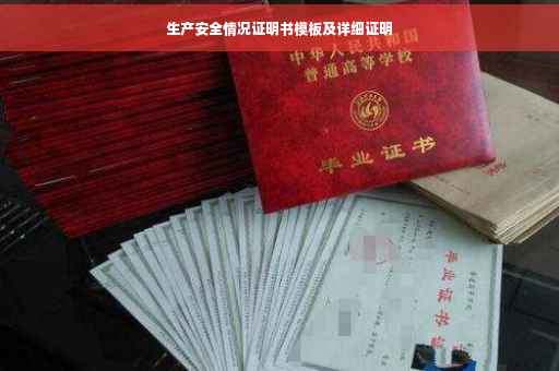 生产安全情况证明书模板及详细证明