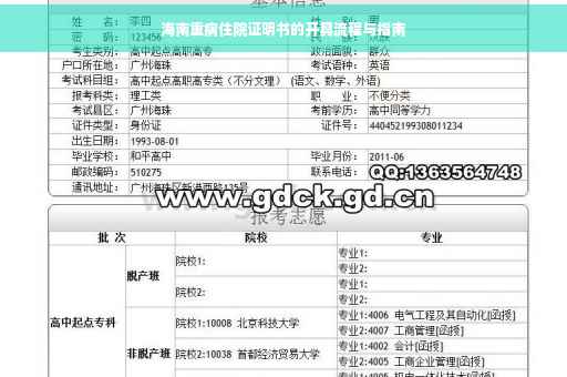 海南重病住院证明书的开具流程与指南