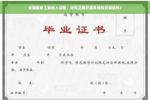 全面解析工资收入证明，如何正确开具及寻找开具机构？