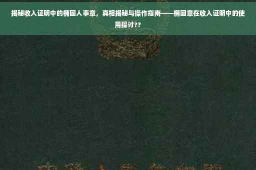 揭秘收入证明中的椭圆人事章，真相揭秘与操作指南——椭圆章在收入证明中的使用探讨??