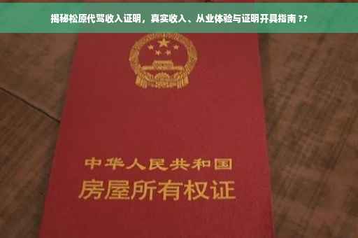 揭秘松原代驾收入证明，真实收入、从业体验与证明开具指南 ??