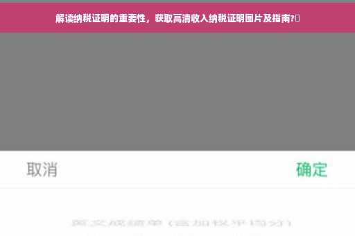 解读纳税证明的重要性，获取高清收入纳税证明图片及指南?✨