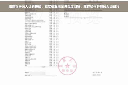 临商银行收入证明详解，真实情况揭示与深度洞察，教你如何开具收入证明??