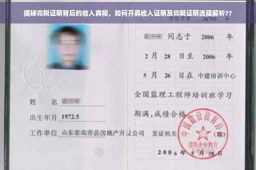 揭秘完税证明背后的收入真相，如何开具收入证明及完税证明流程解析??