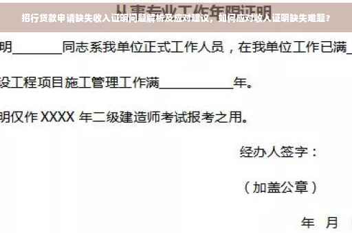 招行贷款申请缺失收入证明问题解析及应对建议，如何应对收入证明缺失难题？