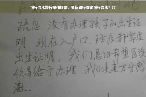 银行流水跨行操作指南，如何跨行查询银行流水？??