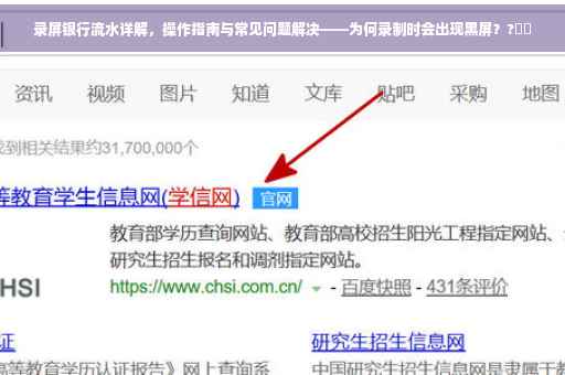 录屏银行流水详解，操作指南与常见问题解决——为何录制时会出现黑屏？?⚡️