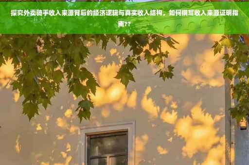 探究外卖骑手收入来源背后的经济逻辑与真实收入结构，如何撰写收入来源证明指南??