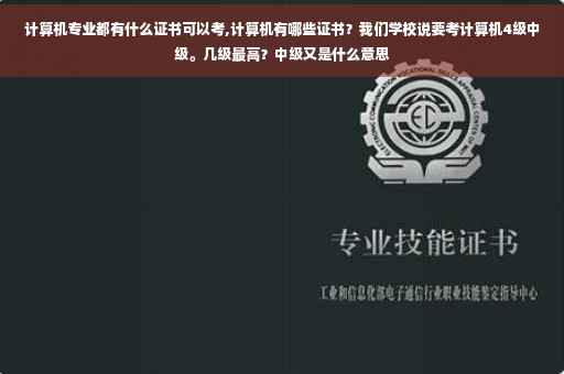 计算机专业都有什么证书可以考,计算机有哪些证书？我们学校说要考计算机4级中级。几级最高？中级又是什么意思