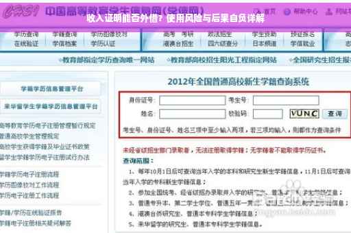 收入证明能否外借？使用风险与后果自负详解