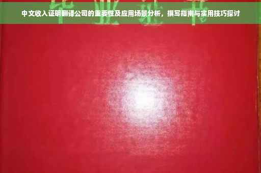 中文收入证明翻译公司的重要性及应用场景分析，撰写指南与实用技巧探讨