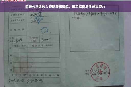 滁州公积金收入证明表格详解，填写指南与注意事项??