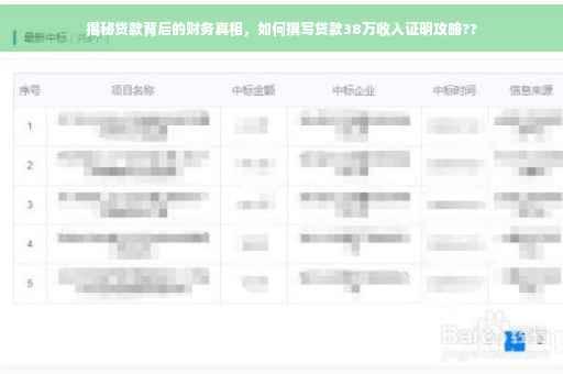 揭秘贷款背后的财务真相，如何撰写贷款38万收入证明攻略??