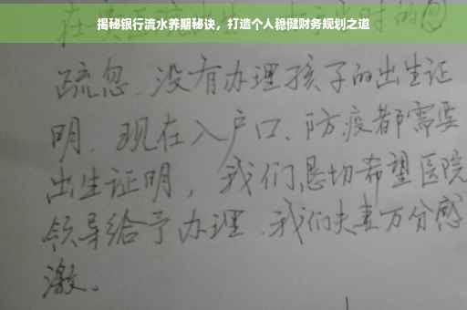 揭秘银行流水养期秘诀，打造个人稳健财务规划之道