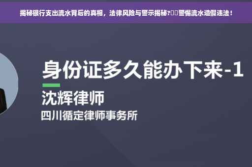 揭秘银行支出流水背后的真相，法律风险与警示揭秘?⚡️警惕流水造假违法！