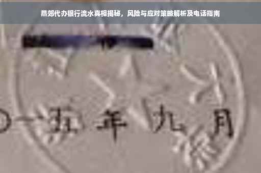 燕郊代办银行流水真相揭秘，风险与应对策略解析及电话指南