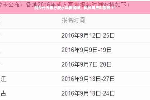 桐乡代办银行流水真相揭秘，风险与应对策略 ?✨