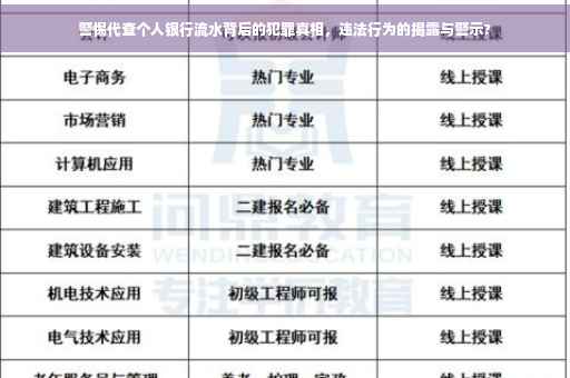警惕代查个人银行流水背后的犯罪真相，违法行为的揭露与警示?