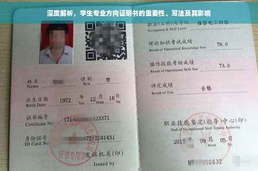 深度解析，学生专业方向证明书的重要性、写法及其影响