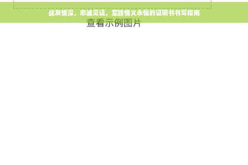 战友情深，忠诚见证，军旅情义永恒的证明书书写指南