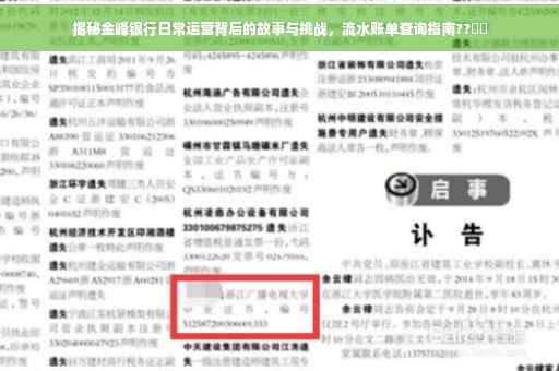 揭秘金峰银行日常运营背后的故事与挑战，流水账单查询指南??​​