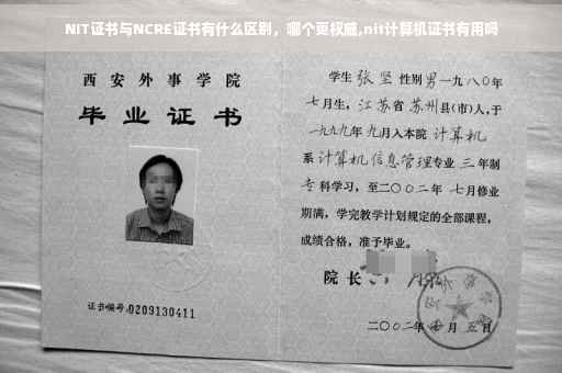 NIT证书与NCRE证书有什么区别，哪个更权威,nit计算机证书有用吗