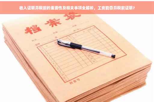 收入证明开税前的重要性及相关事项全解析，工资能否开税前证明？
