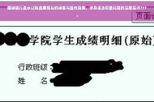 揭秘银行流水记账直播背后的秘密与操作指南，涉及违法犯罪问题的深度探讨???。