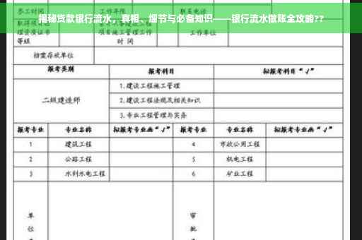 揭秘贷款银行流水，真相、细节与必备知识——银行流水做账全攻略??