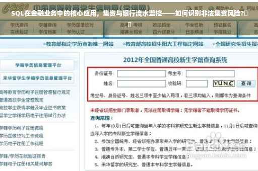 SQL在金融业务中的核心应用，集资与银行流水监控——如何识别非法集资风险?⚡️
