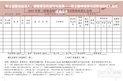 烈士证明书持证人，荣耀背后的坚守与传承——烈士精神传承与证明书持证人后代权益探讨